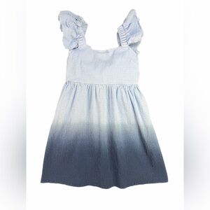 FRANKI Girls Hello Franki Ruffle Sleeve Smocked Top Back Bow Ombré Dress- 8